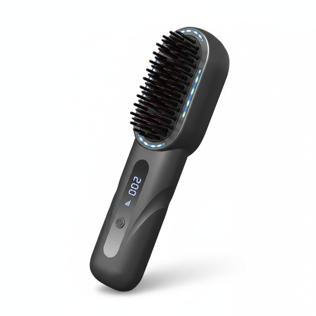 Wireless Straight Curling Hair Comb Heating Negative Ion Hair Straightener Rechargeable Anti-scalding Electric Hair Care Brushes