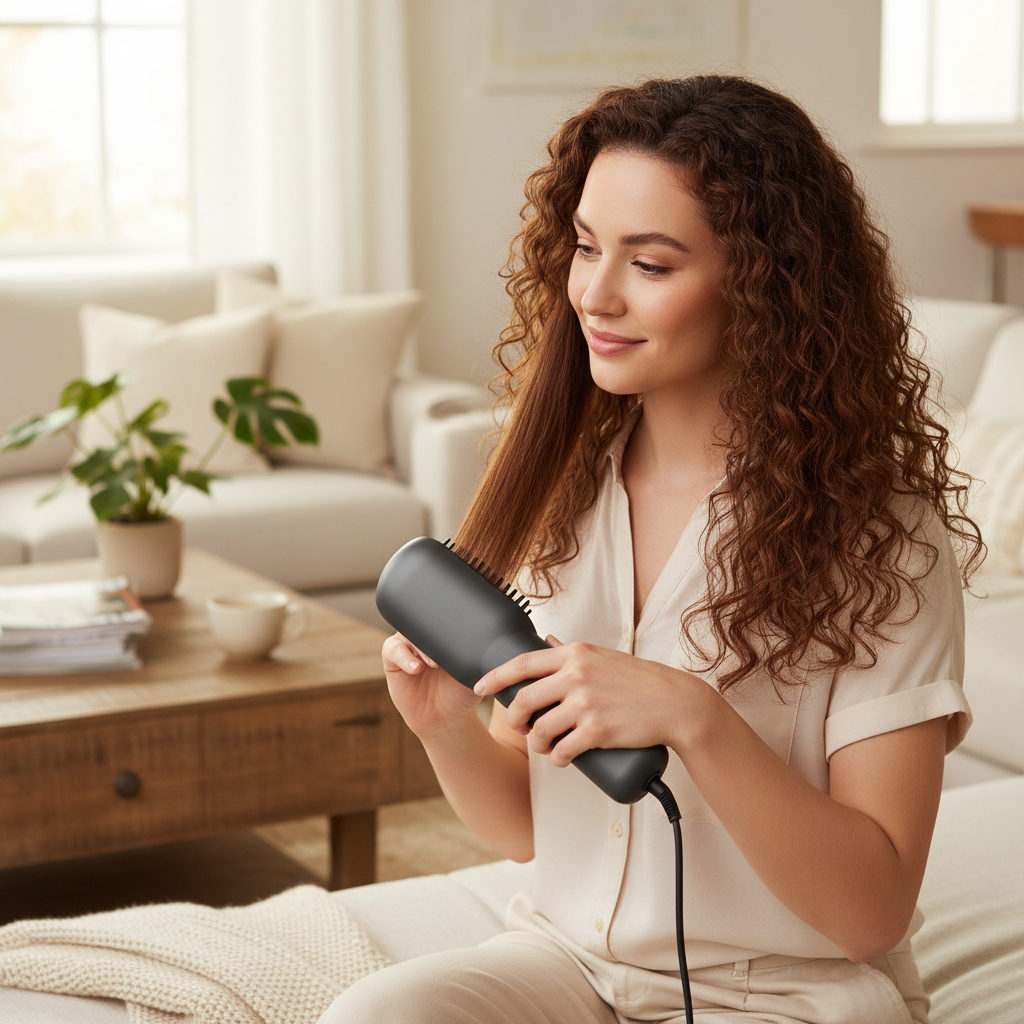 Wireless Straight Curling Hair Comb Heating Negative Ion Hair Straightener Rechargeable Anti-scalding Electric Hair Care Brushes